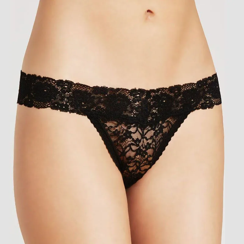 Woman Lace T-Back Floral Lace Cheeky Cute Hipster Underwear Thong Panties