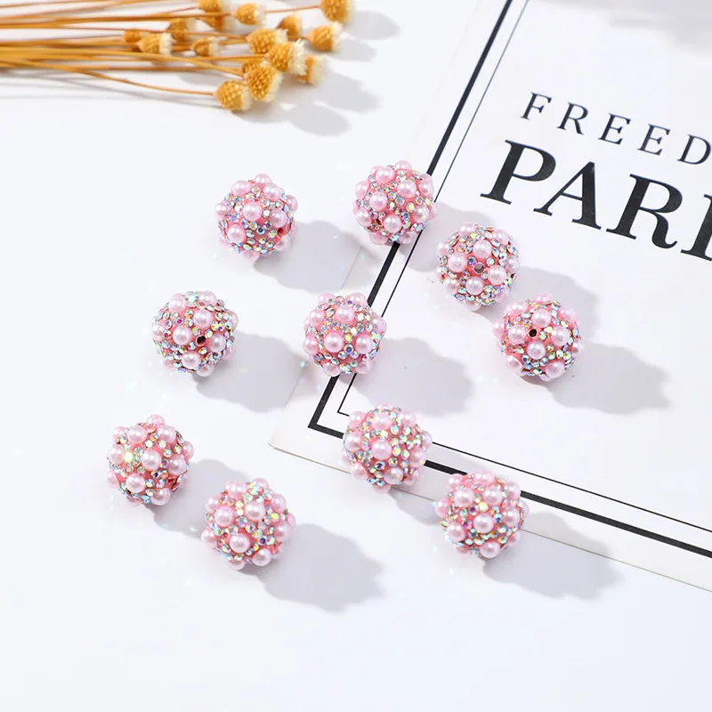 Wholesale 16mm Loose Beads Resin Rhinestone Beads Ball Straight Hole Drill Ball Crystal Beads
