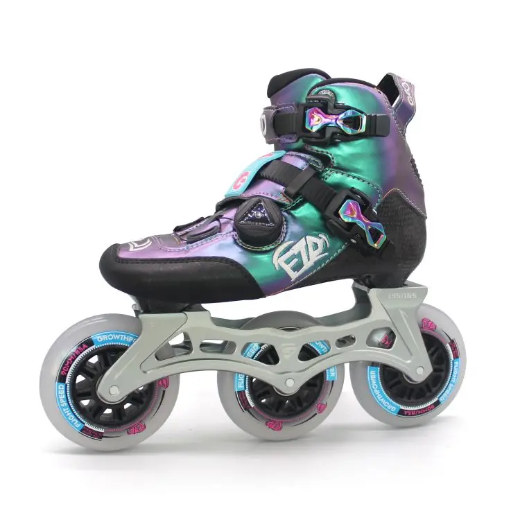High Quality Green Microfiber Liner Professional Speed Skates Racing Inline Skates Shoes