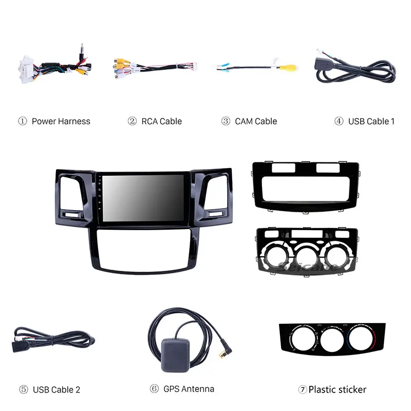 9 Inch Android 11.0 Car GPS Radio Navigation System for 2008-2014 Toyota Fortuner Hilux Head Unit Support Rearview Camera