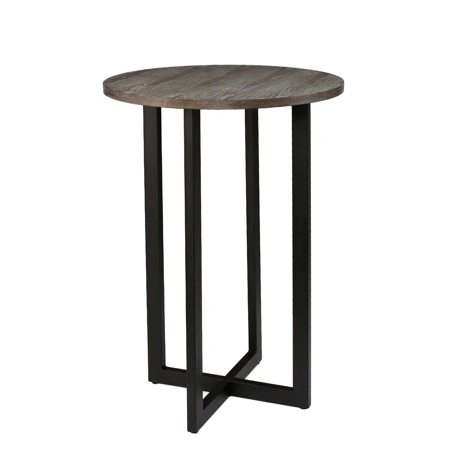 Industrial style custom kitchen breakfast home restaurant coffee shop mini round mdf top high bar table with black legs