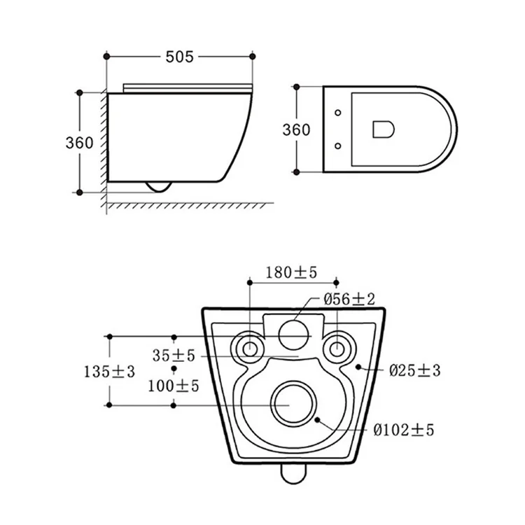 High quality hotel bathroom commode western ceramic square toilet bowl wall hung toilet