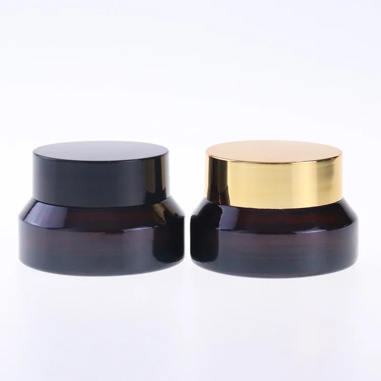 Hot sale quick shipping mini 15g brown face amber cosmetic jar test glass jar for skincare with plastic cap