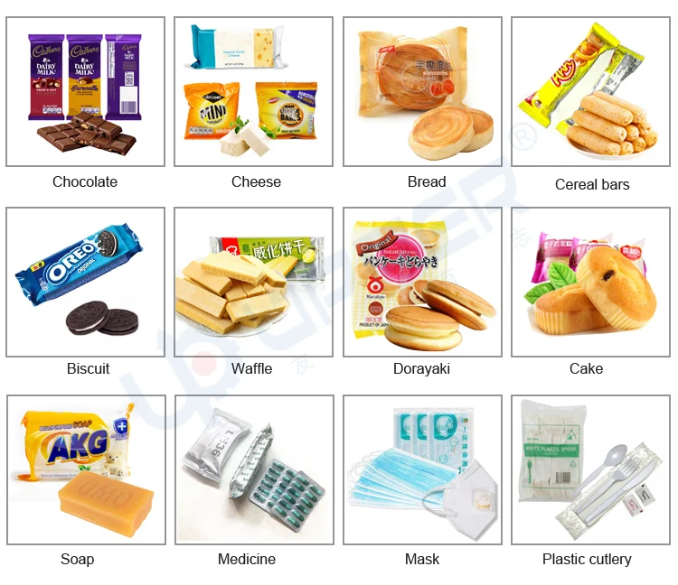 Nut Cereal Protein Bar packaging line Chocolate bar cookie biscuit packing machine with automatic sorting conveyor feeder