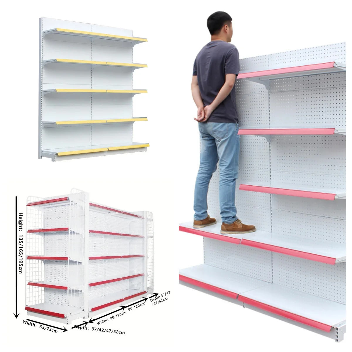PFT Custom gondola shelving double-sided rack supermarket shelves design pharmacy shelves for retail store