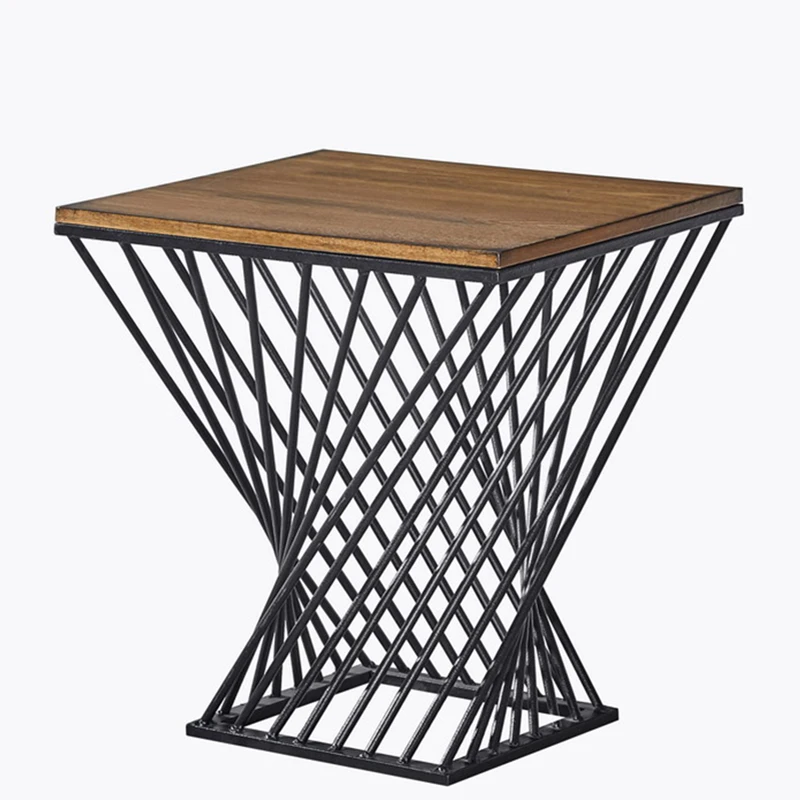 Side Table Iron Wire Sofa Coffee Table Square Wooden Living Room Furniture Wood Modern Transparent Acrylic Coffee Table 40pcs