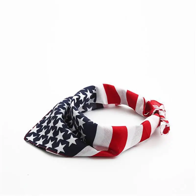 Tanpopo Popular American Flag USA Square Dog Bandana Bibs Scarf Patriotic Cats Kerchief for Small Large Pets Cotton Towel