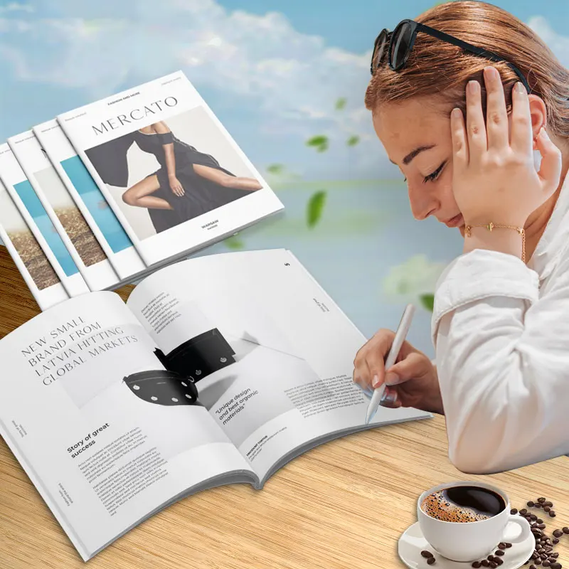 OEM ODM индивидуальная полноцветная крафтэ бумажная брошюра Модная книга и журнал печать каталогов офсетная размера A4