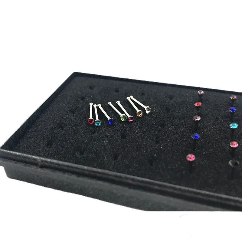 Stainless Steel Crystal Nose Pack Indian Nose Lot Piercing Set Crystal Nariz Ring Bulk Nose Piercing Stud Jewelry Set