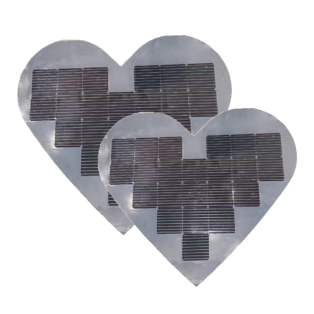 New product special shape transparent lucency material artistic heart shape 166mm 9bb solar cell DIY 135w 12v solar panel