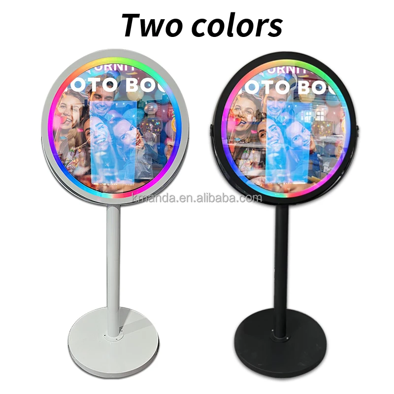 2024 Hot Selling Fotomaton Wedding Rental Large Size Round Photo Booth Machine Magic Mirror Photo Booth with Camera Flight case