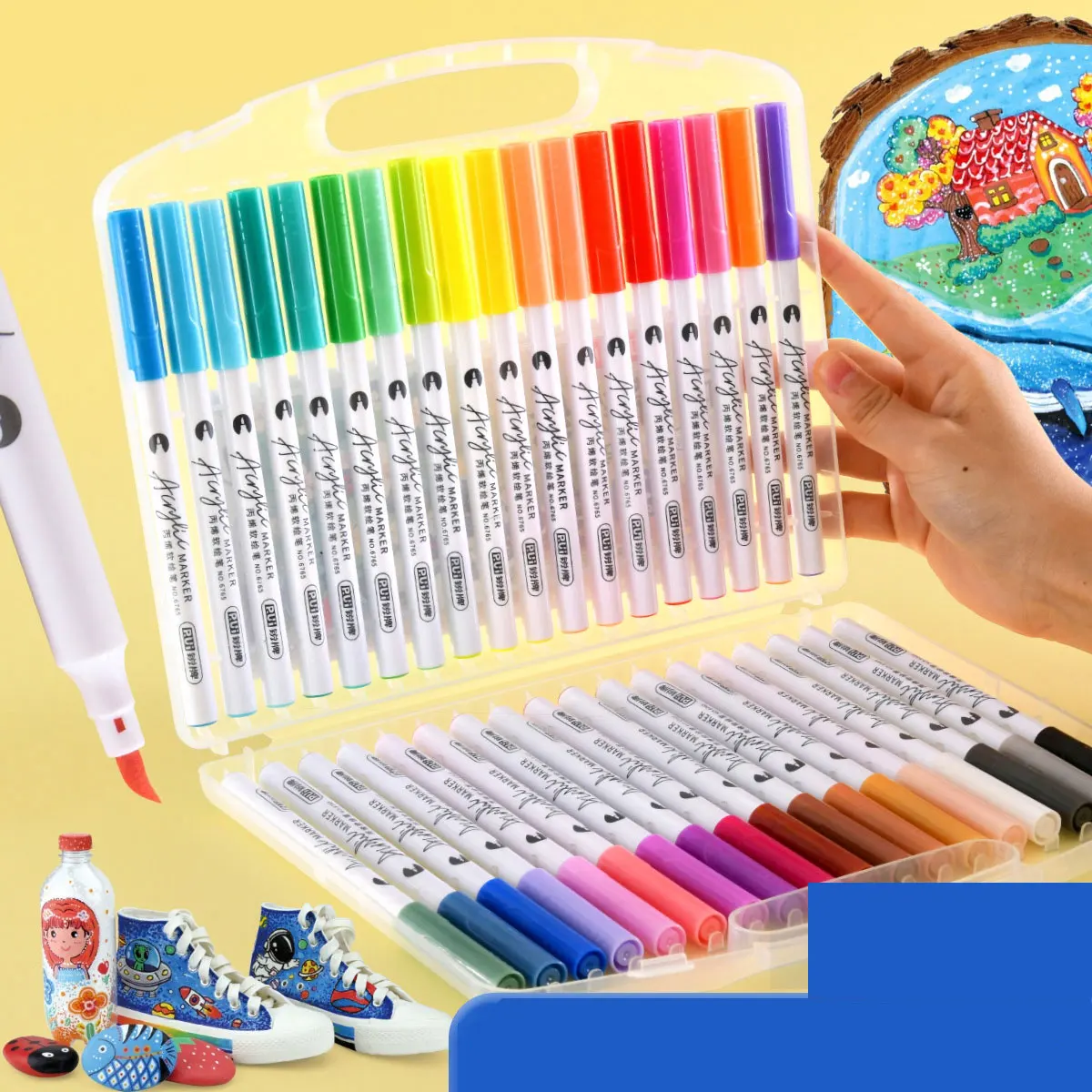 JPS OEM Customized 24-color Permanent DIY Craft Water-based Acrylic Paint Marker Pen Set Suitable For Rock Wood Ceramic Fabric