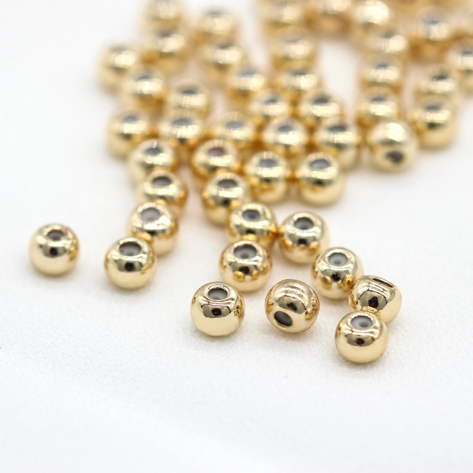 Factory Wholesale 14K Gold Plated 4mm 5mm 5.5mm Positioning Beads for Making Bracelet Necklace