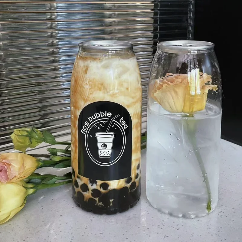 OEM Disposable 330ml 500ml 650ml Pull-Ring Plastic PET Bottles Jar Transparent PET Food Grade Plastic Beverage Cans With Lids