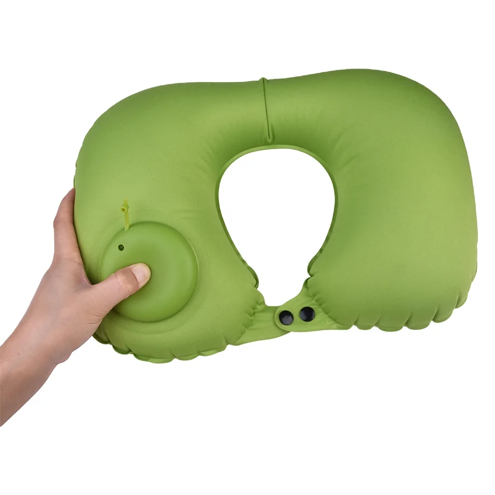 Waterproof Airplane Camping Sleeping Soft Neck Support Micro Fiber Neck Travel Pillow Portable Foldable Inflatable Pillow