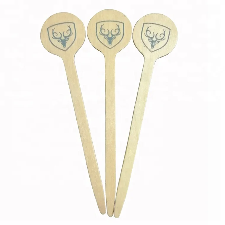 Creative KarlNiko 4-inch domed wooden coffee mixer with custom Logo(100 per pack)