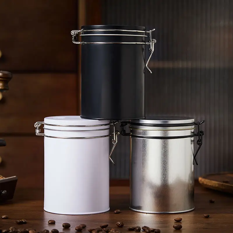 Wholesale Custom Empty Food Grade Airtight Air-tight Coffee Container Packaging Packing Storage Tin Can Jar With Degassing Valve