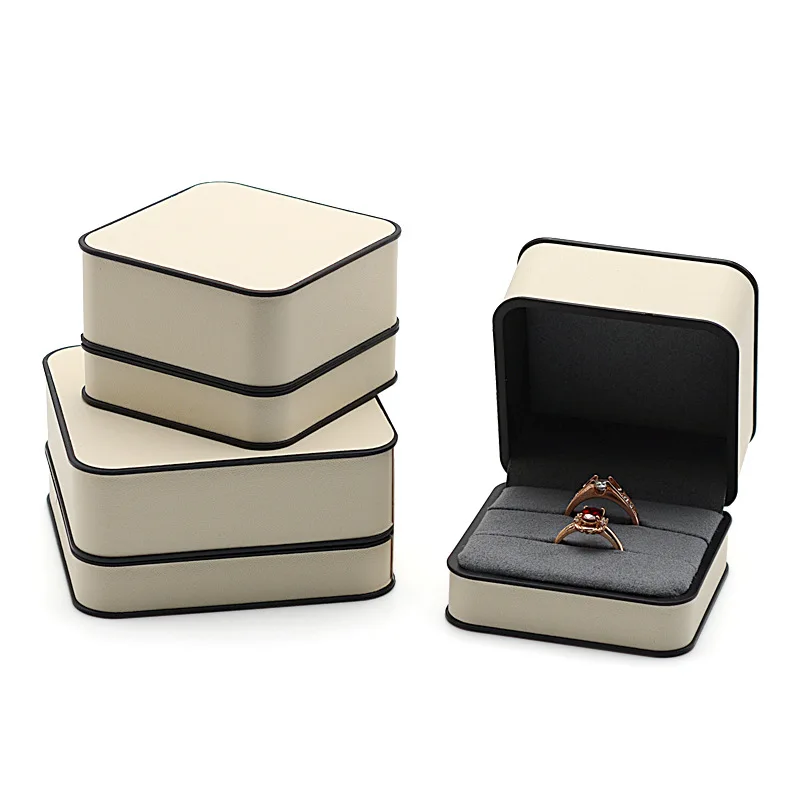 Round corner black edge high-end jewelry box wholesale earrings necklace ring box light luxury texture jewelry storage box