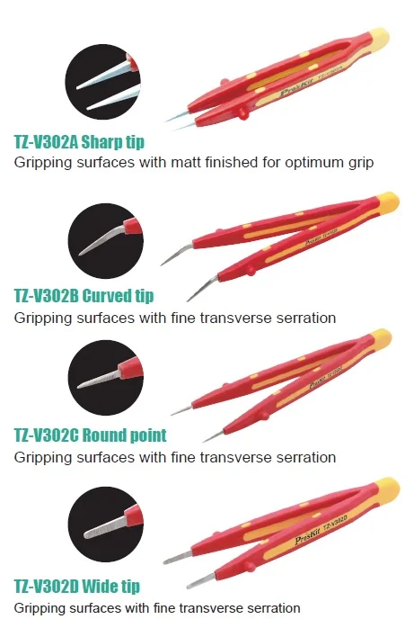 Proskit TZ-V302B VDE 1000V Insulated Curved Tip Tweezer 159mm for High Voltage Alternating Current Electrical Workshop 1KV