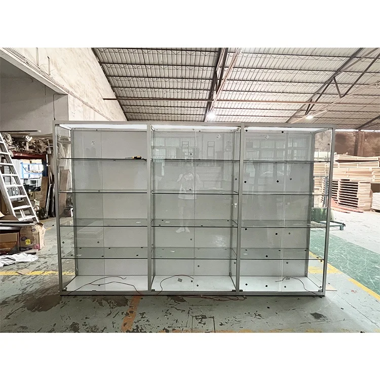 Top Selling Free Standing Shop Glass Showcase Design/  Full Vision Showcase Display Cabinet