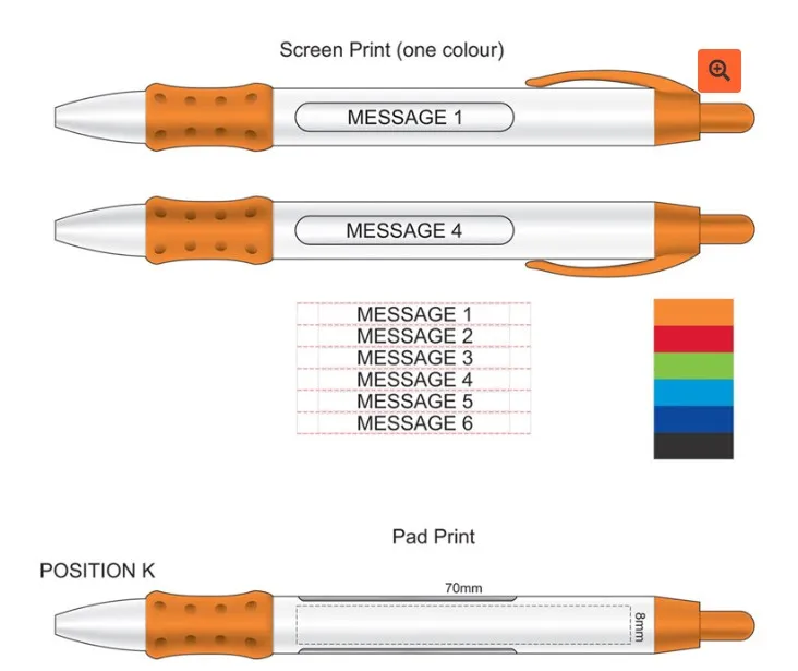 OEM Wide body text window Message Ball Pen, cheap advertising click rubber grip customize 6 rotating ballpoint pens for school