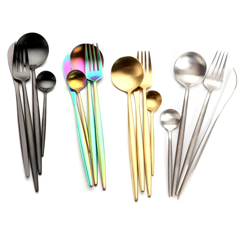 Столовые приборы из Португалии комплект вилки и столовых приборов нержавеющей стали с золотым серебряным покрытием Pvd свадебный подарок 4 шт.