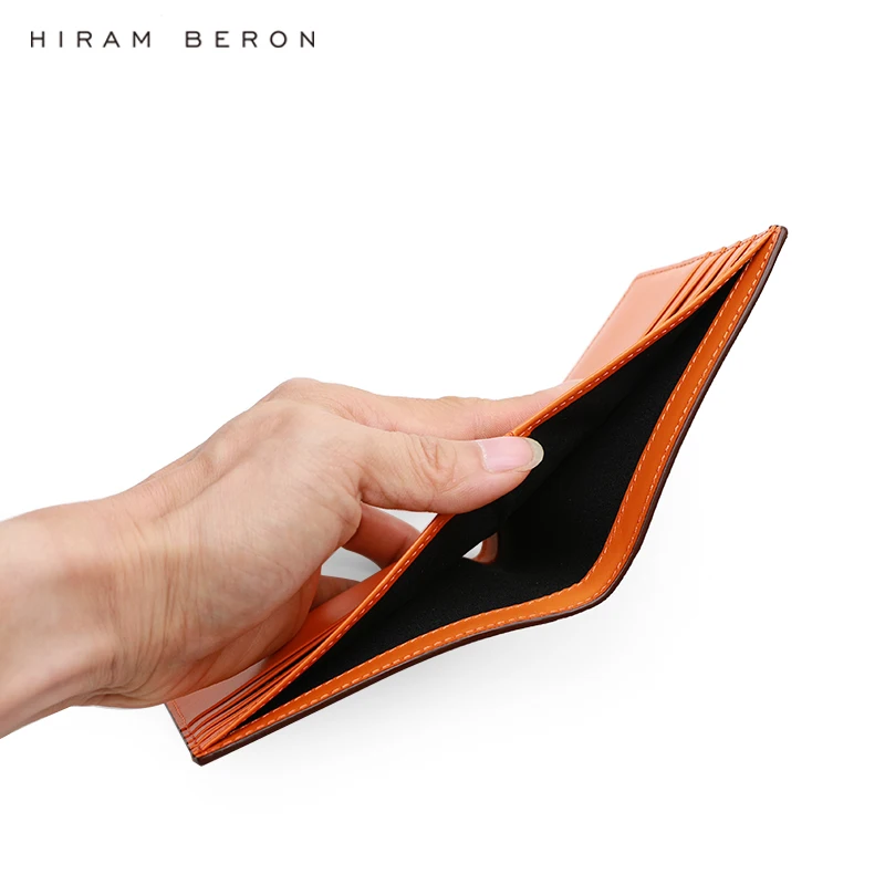 2022 New Arrival Wholesale And OEM Service Orange Italian Cow Leather Mens Leather Wallets