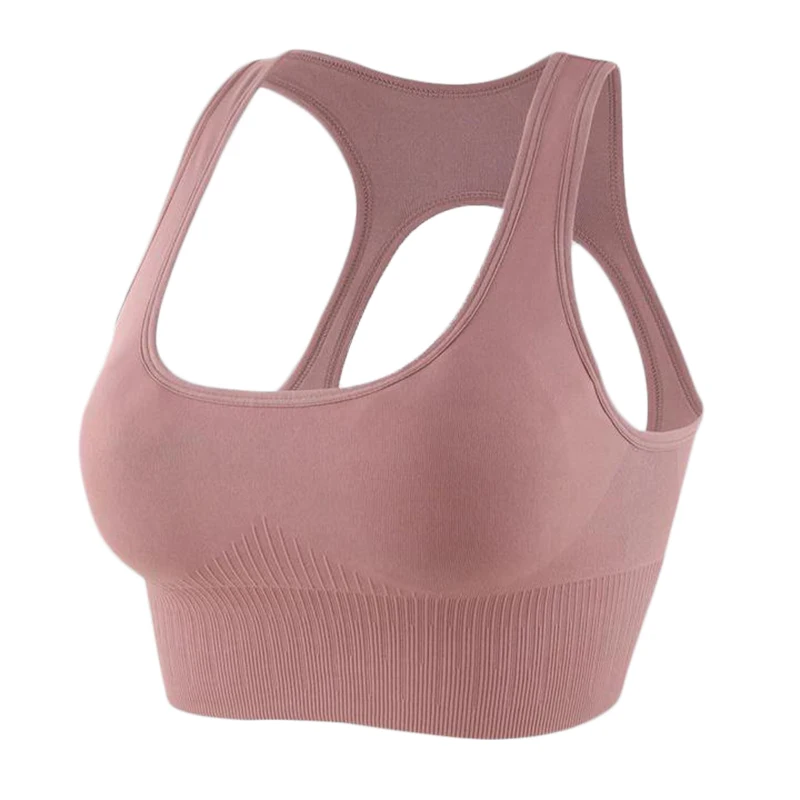 Бесплатный образец, Женский однотонный бесшовный спортивный бюстгальтер большого размера для фитнеса и йоги