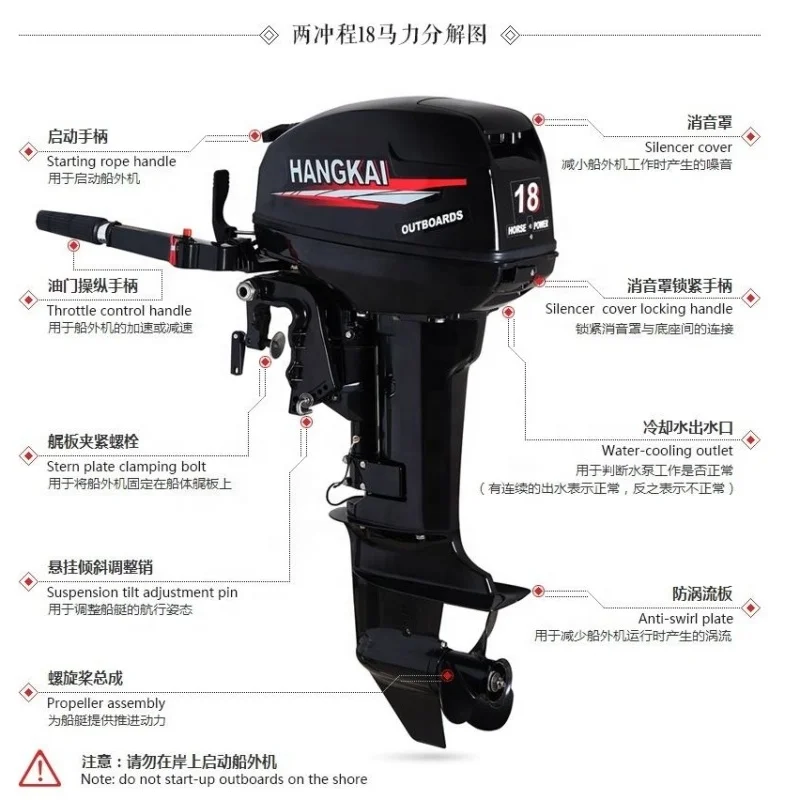 Wholesale HANGKAI 18HP Outboard Motors 2 Cylinder 2 Stroke Portable Gasoline Motor Marine Engine Chinese Brand for Sale