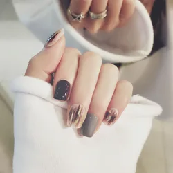 S39 artifical pearl and diamond white flower back glue fake nails tips for bride full cover wearing removal false nails