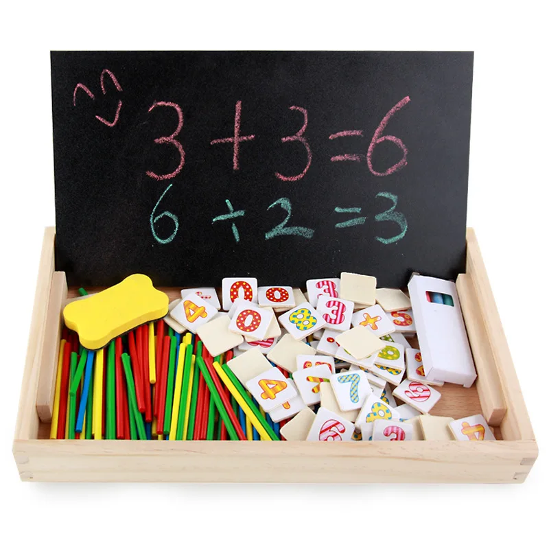 
Go to school gift Blackboard Counting Stick Clock Wooden Counting Math Game Box 