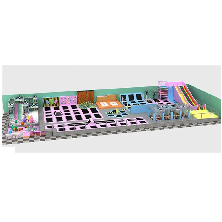 Commercial Kids Indoor jumping Trampoline Park Amusement Park Playground Trampoline Bungee Harness