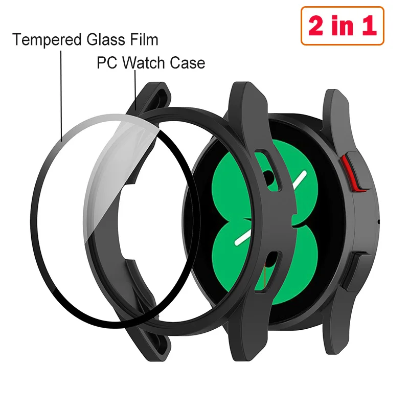 Pc Case Full Screen Protection Cover Tempered Glass Cover Protector Watch Case For Samsung Galaxy Watch 5 4 40mm 44mm