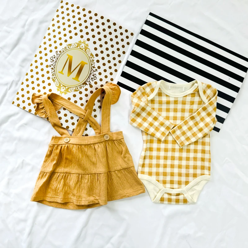OEM New girls retro skirt 2-piece newborn clothes set Baby Girls Rompers Jumpsuit Infant Toddler girl Clothes