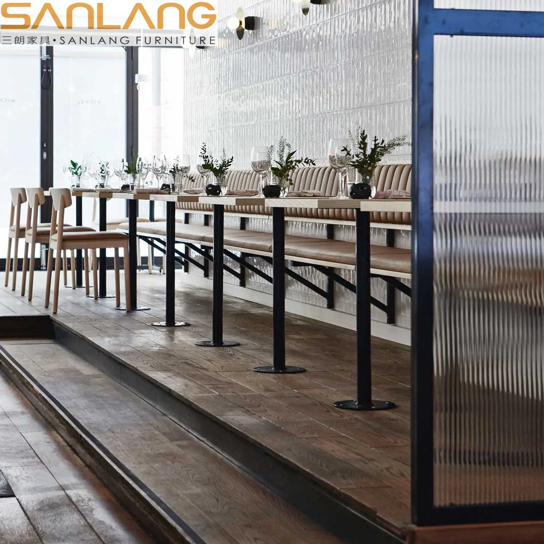 Design apartment furniture project manufacture restaurant custom dining table set chair industrial iron base coffee table modern