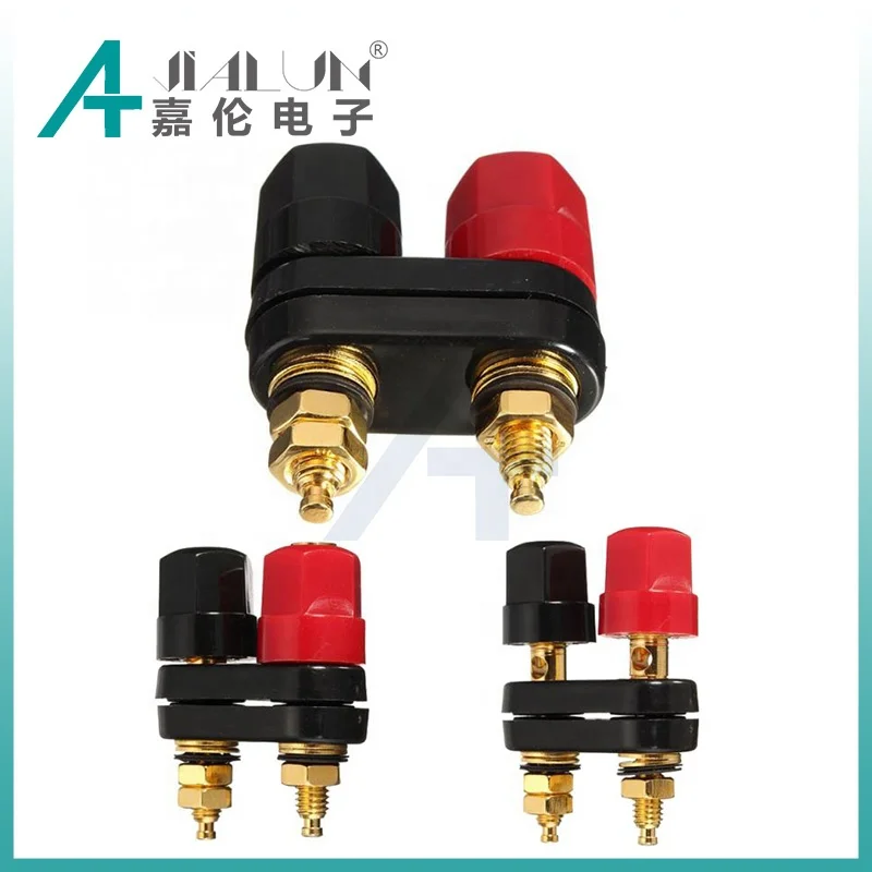 JIALUN Gold Plated Brass Binding Terminal Dual 2-Way M5 Binding Post Power Amplifier