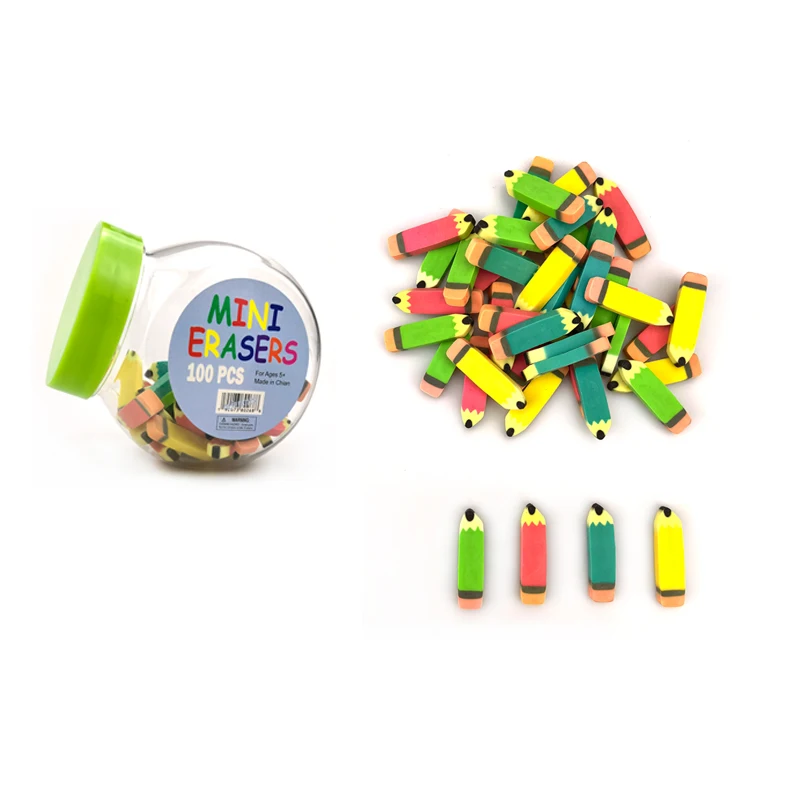 School Creative 100pcs Pack Set Fruit Cake Custom Shape Gift Erasers Rubber Cute Mini Kids Pencil Eraser