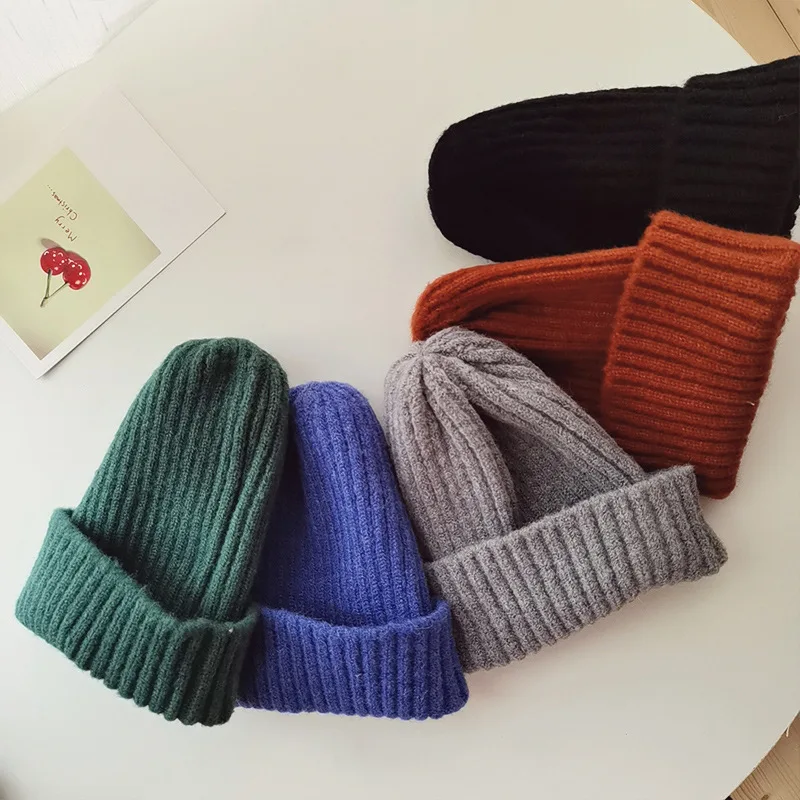 Winter Autumn New Baby Hat Solid Color Soft Warm Knitting Hats for 0-3 Years Boy Girl Children Beanies Bonnet Toddler Hats