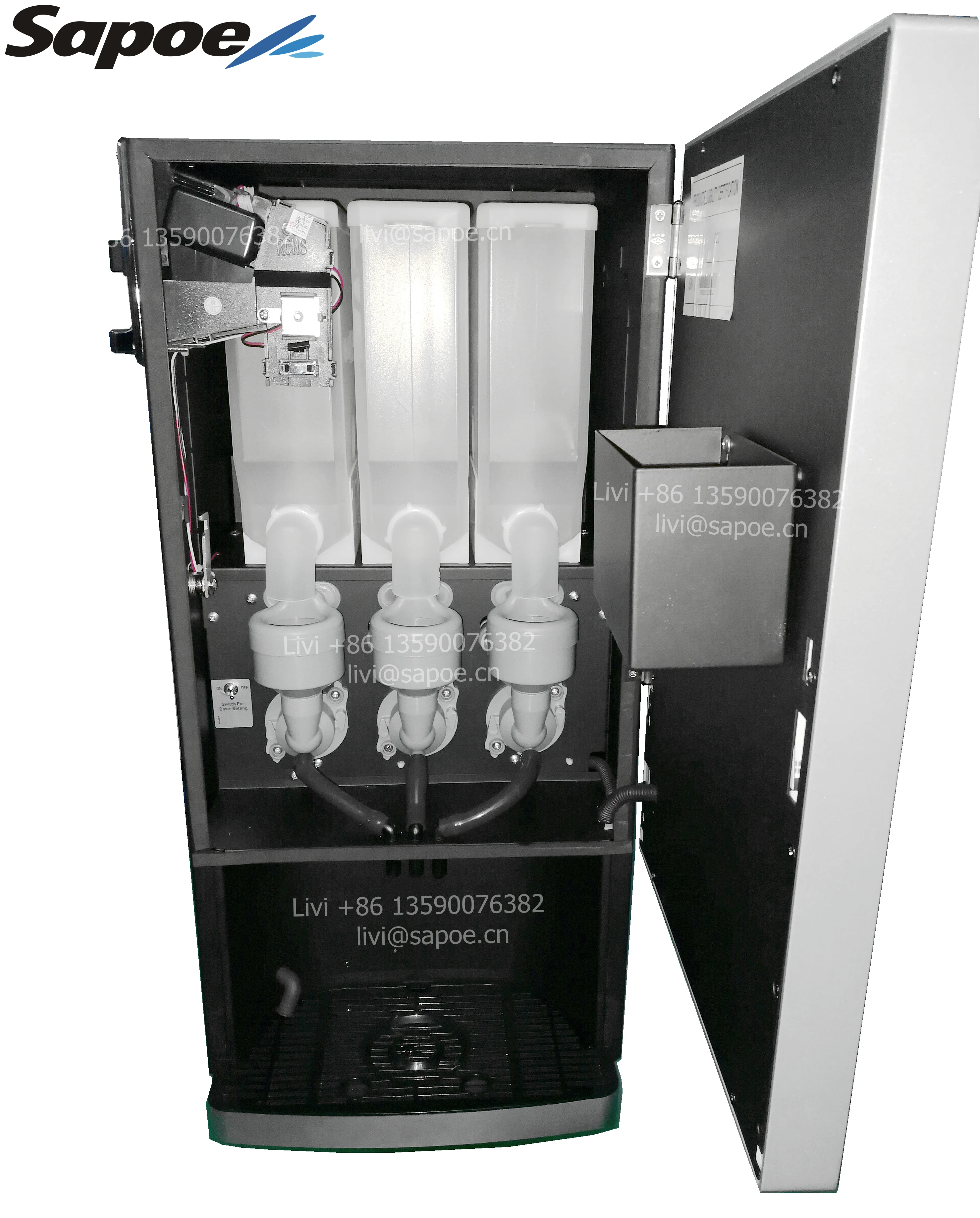 Juice, cold beverage dispenser token coins vending machine