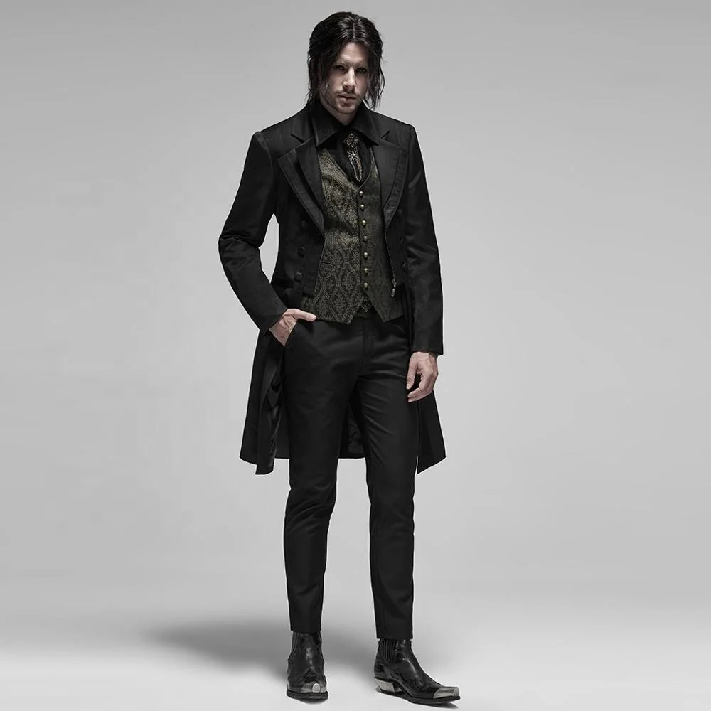 PUNK RAVE WY-1189  steampunk Gentleman floral fabric long coat men Autumn winter Long Spring Men Suit