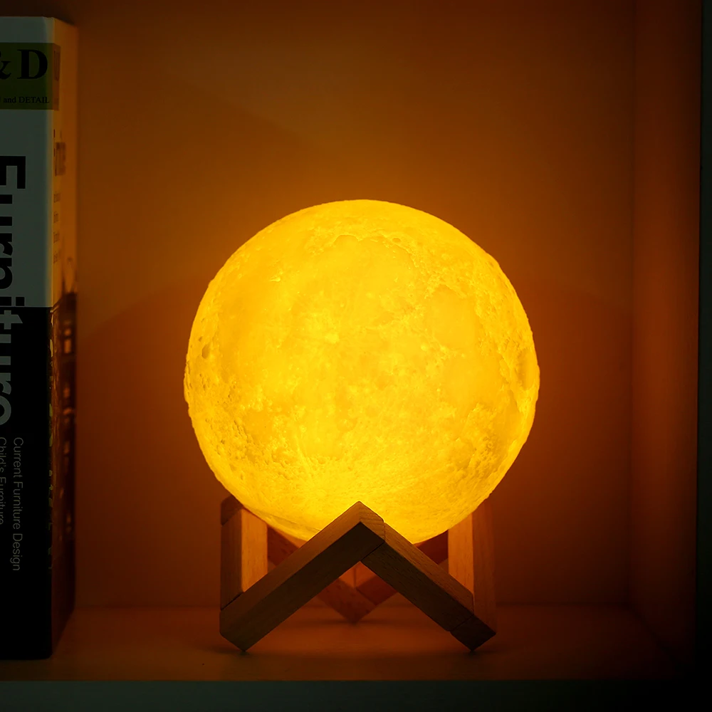 15cm 3D Moon Night Lights Smart Modern Led Table Bedside Lamps Home Decor In The Bedroom Intelligent Indoor Lamps