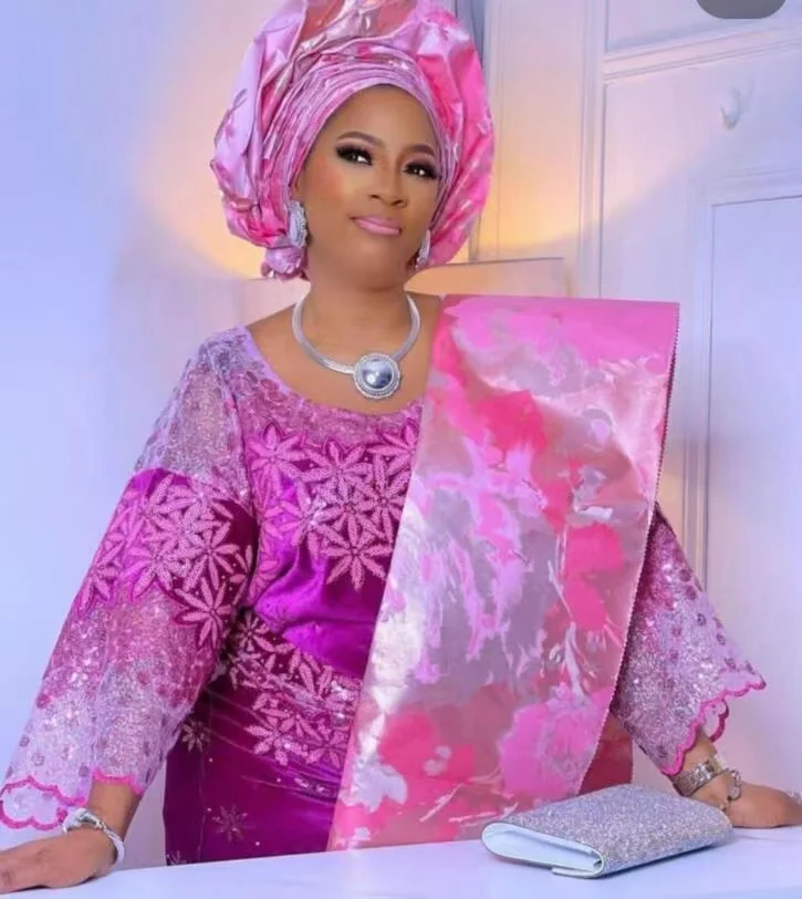 024 Wholesale Velvet With Sequin Fabric Velvet African  Dress Mesh Lace High Quality  Pink Soft For African Party Dresses