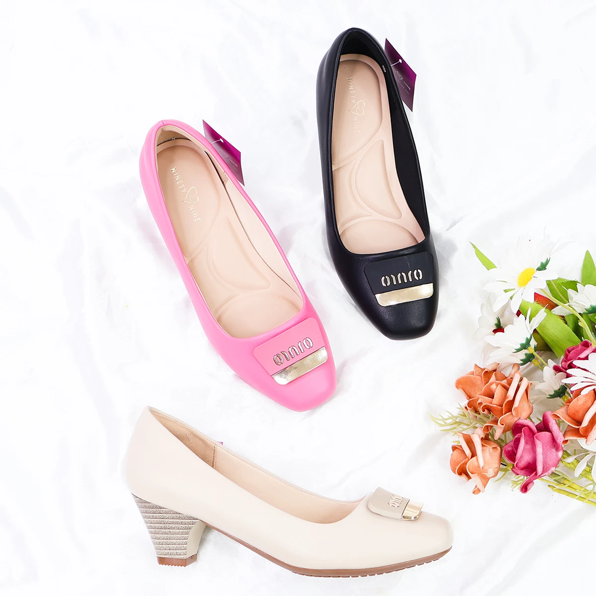 HIGH QUALITY OEM ODM NEW arrivals buckle Design square Toe chaussure femmes footwear block heel Ladies Women Shoes Pumps for Women