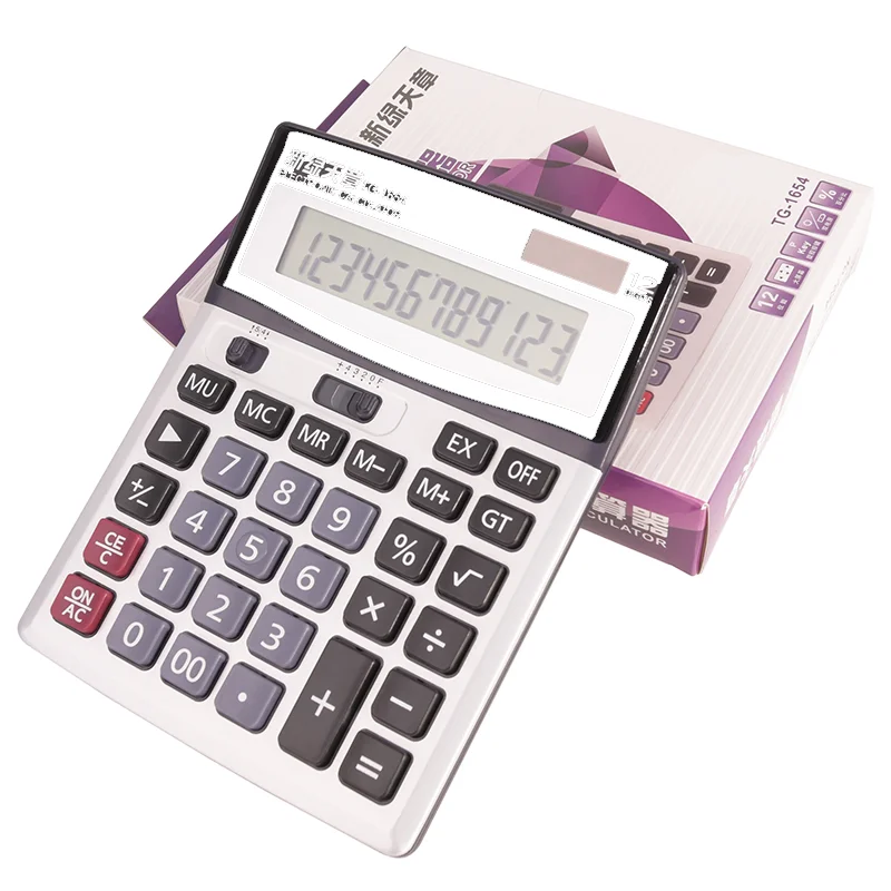 Office Finance TG-1654 Large Screen Desktop Large Screen Student Calculator Dual Power Supply Solar Energy Key Calculator