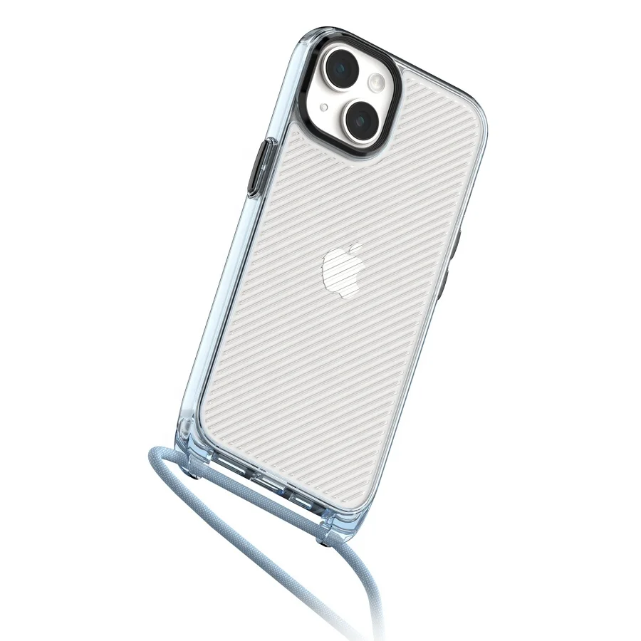3D Twill Phone Case With Rope Hole For Apple 14 Lanyard Transparent Phone Case
