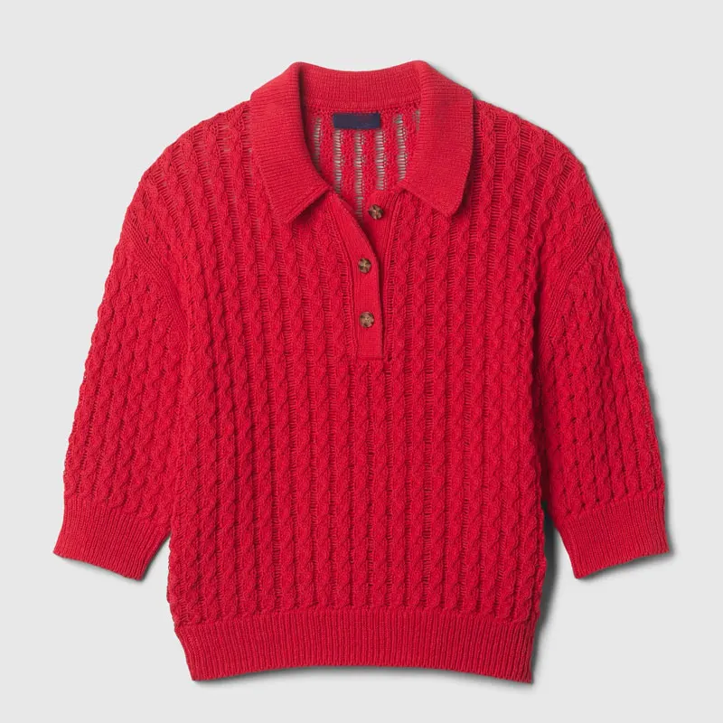 Custom Fall Knitwear Cable Knit Mid Sleeve Sweater Circle Neck Woman Texture Twisted Knit Sweater