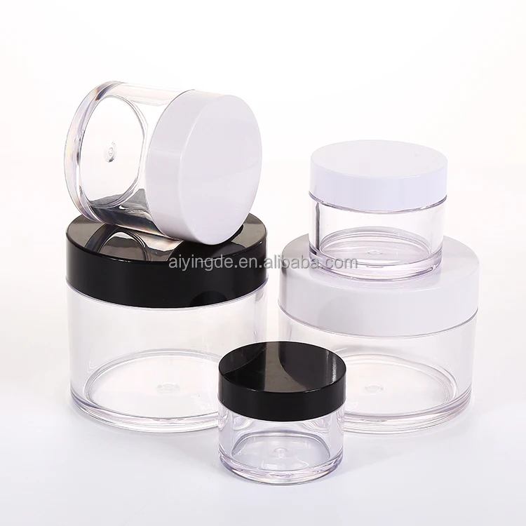 3g 5g 10g 15g 20g 30g 50g 60g 80g 100g 120g 150g 200g 250g Cosmetic Plastic PETG Jars With White Or Black  Lid