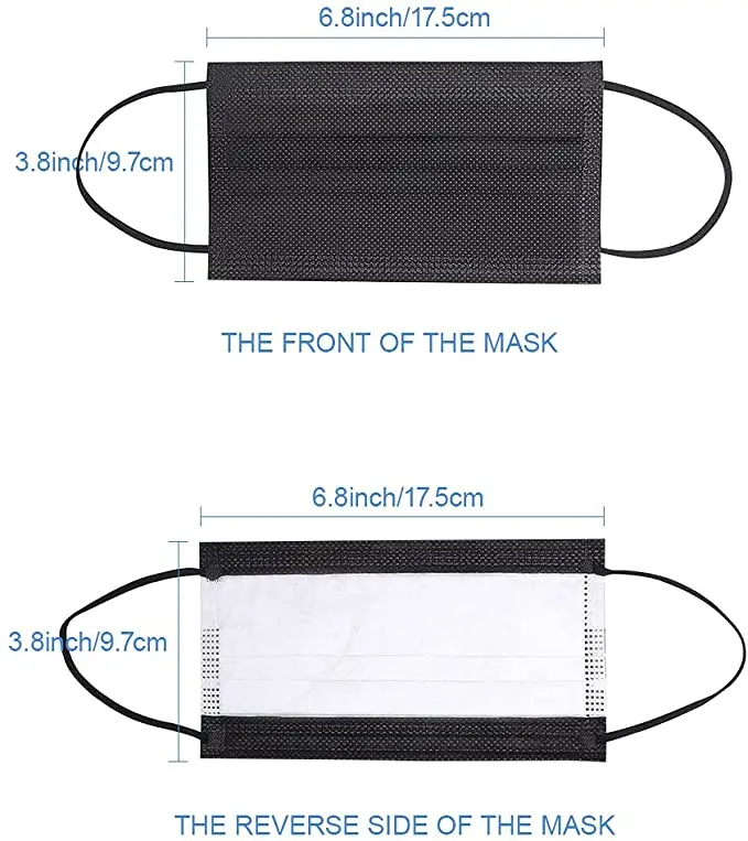 Disposable Face Masks Black Face Mask 3 Ply Disposable Mask