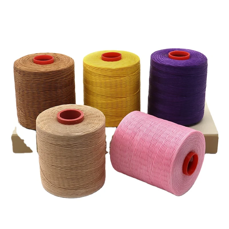 High Quality Waterproof Black 0.8mm 100% Polyester Flat Waxed 210D/16 Braided Thread For Leather