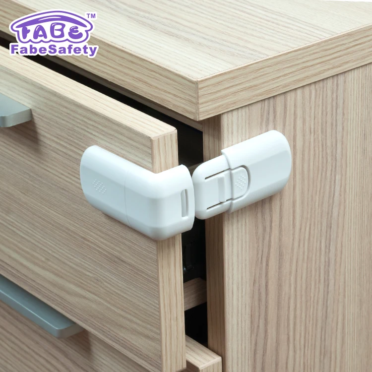Fabe L Shape Baby Safety Cabinet LocksStrong Adhesive Plastic Baby Proofing Cabinet Kitchen System Feature Kids Furniture